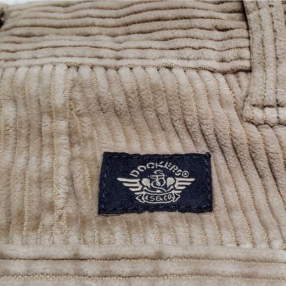 VINTAGE 1990s Dockers Corduroy Khaki Pleated Waist High Rise Cuffed Pants 12 - Picture 13 of 13